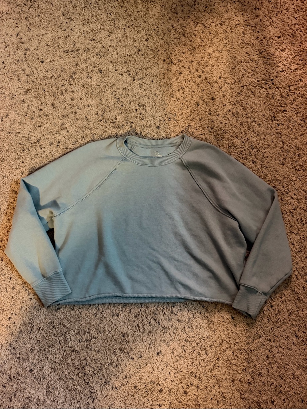 aerie Light Blue Cropped Crewneck Sweatshirt